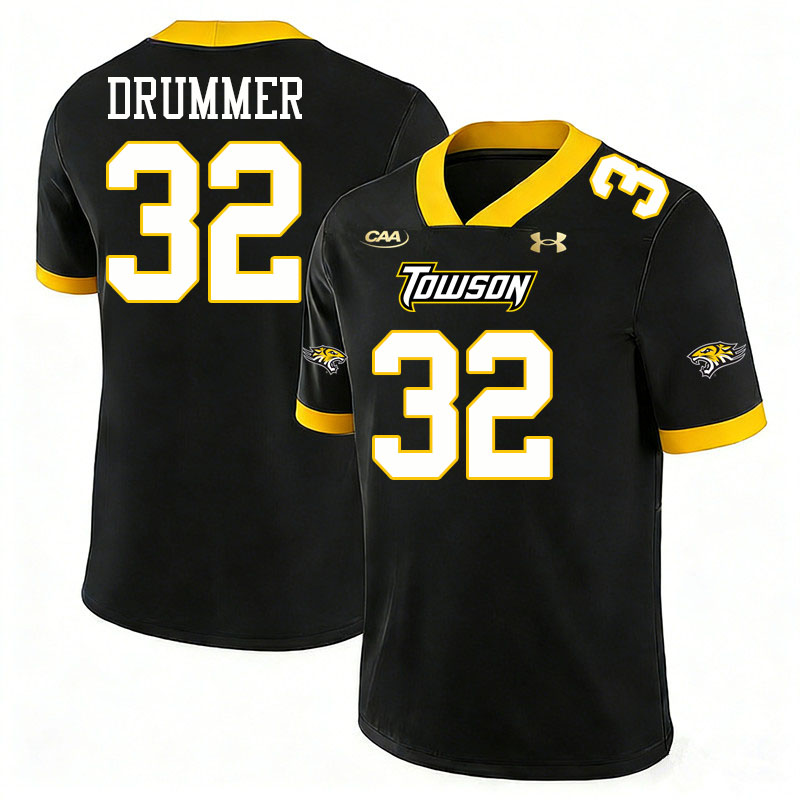 Towson Tigers #32 Ja'Mez Drummer College Football Jerseys,Uniforms-Black